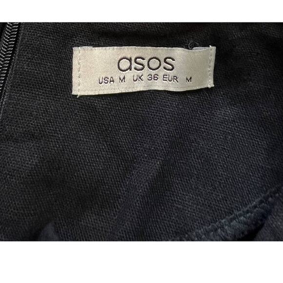 ASOS Black Flower Embroidered 3/4 Sleeve Knee Length Dress- M - Picture 4 of 12